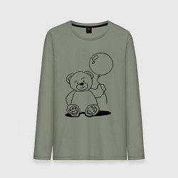 Лонгслив хлопковый мужской Мишка с воздушным шариком - раскраска, цвет: авокадо