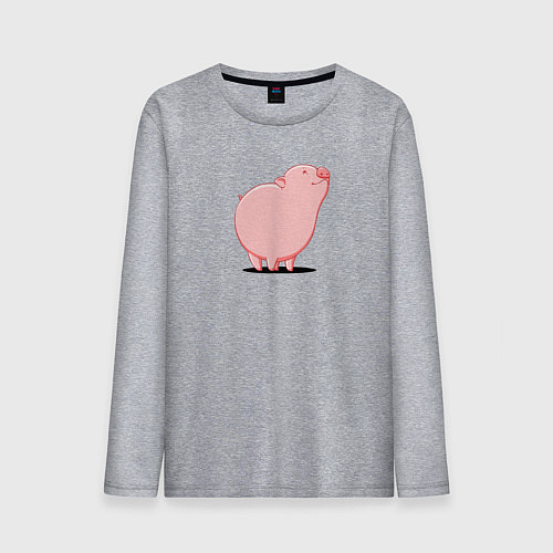Мужской лонгслив Мультяшная свинка мечтает / Меланж – фото 1
