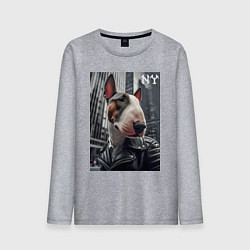 Мужской лонгслив Dude bull terrier in New York - ai art