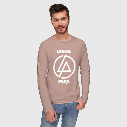 Мужской лонгслив Linkin Park logo / Пыльно-розовый – фото 3