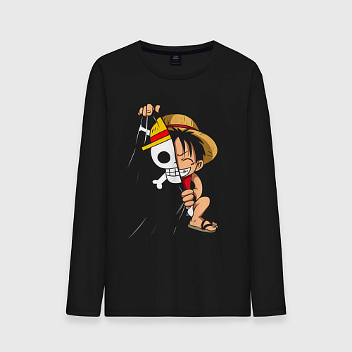 Мужской лонгслив One Piece Луффи флаг / Черный – фото 1