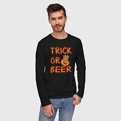 Лонгслив хлопковый мужской Trick or beer, цвет: черный — фото 2