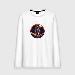 Лонгслив хлопковый мужской Космонавт на Марсе, цвет: белый