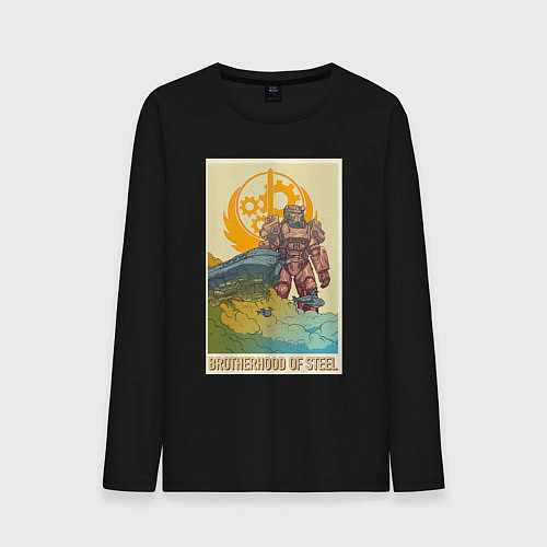 Мужской лонгслив Fallout - brotherhood of steel / Черный – фото 1