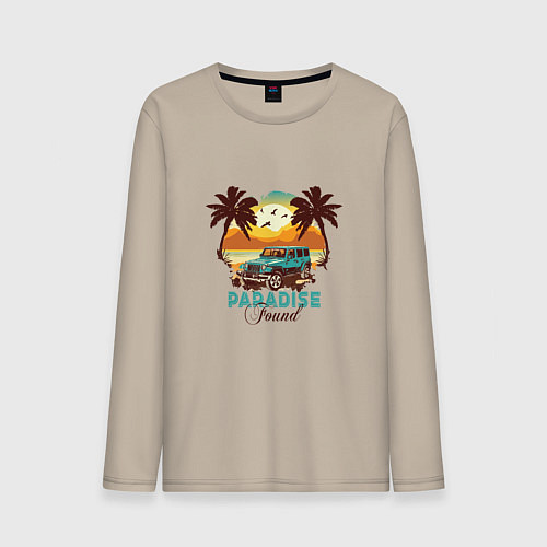 Мужской лонгслив Джип Вранглер на фоне шикарного пляжа / Миндальный – фото 1