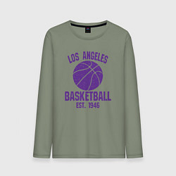 Лонгслив хлопковый мужской Basketball Los Angeles, цвет: авокадо