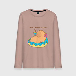 Мужской лонгслив Капибара с пончиком dont worry be capy