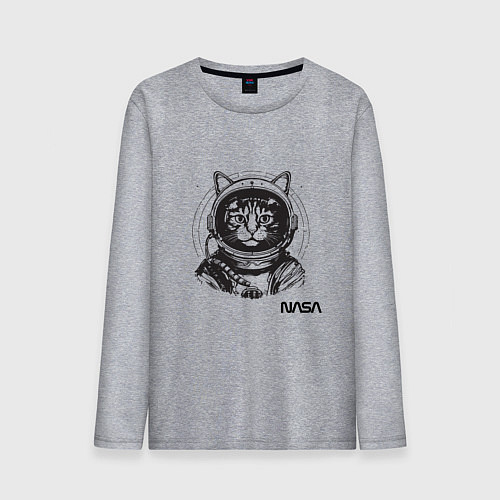 Мужской лонгслив Кот - космонавт - nasa / Меланж – фото 1
