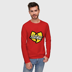Лонгслив хлопковый мужской Wu tang - logo, цвет: красный — фото 2
