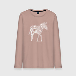 Лонгслив хлопковый мужской Гравюра зебра скачет, цвет: пыльно-розовый