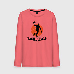Лонгслив хлопковый мужской Баскетбольный стиль, цвет: коралловый