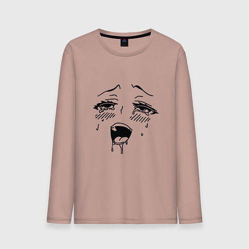 Мужской лонгслив Аниме тян кайфует / Пыльно-розовый – фото 1