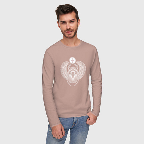 Мужской лонгслив Жук-скарабей египетский / Пыльно-розовый – фото 3