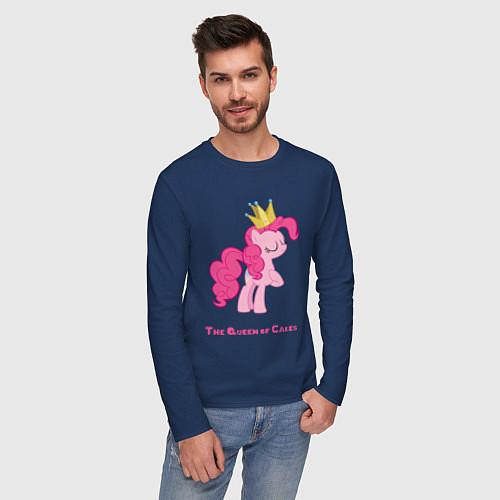 Мужской лонгслив Королева тортиков Пинки Пай / Тёмно-синий – фото 3