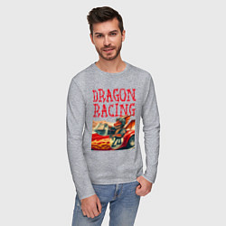 Лонгслив хлопковый мужской Dragon cool racer - ai art, цвет: меланж — фото 2