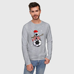 Лонгслив хлопковый мужской Soccer snowman, цвет: меланж — фото 2