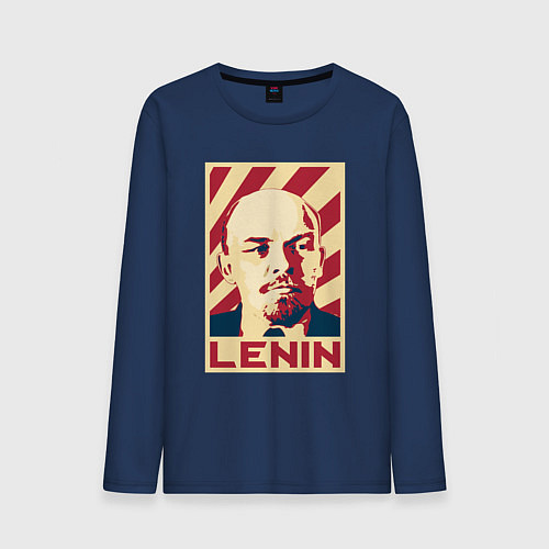 Мужской лонгслив Vladimir Lenin / Тёмно-синий – фото 1