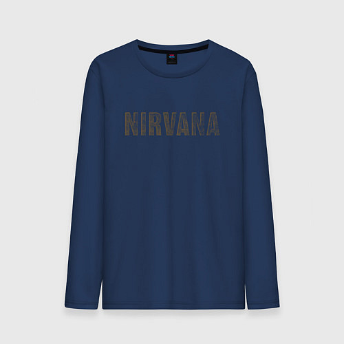 Мужской лонгслив Nirvana grunge text / Тёмно-синий – фото 1