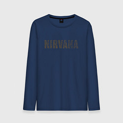 Лонгслив хлопковый мужской Nirvana grunge text, цвет: тёмно-синий