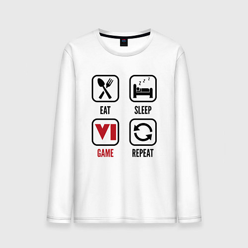Мужской лонгслив Eat - sleep - GTA 6 - repeat / Белый – фото 1