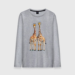 Лонгслив хлопковый мужской Друзья-жирафы, цвет: меланж