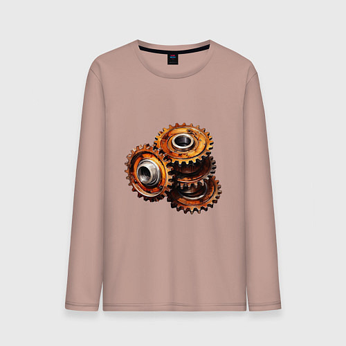 Мужской лонгслив Ржавые шестеренки / Пыльно-розовый – фото 1