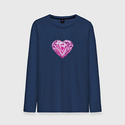 Лонгслив хлопковый мужской Розовое алмазное сердце, цвет: тёмно-синий