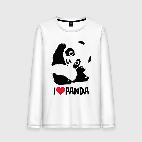 Мужской лонгслив I love panda / Белый – фото 1