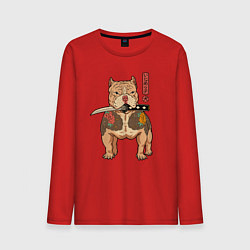 Мужской лонгслив Питбуль якудза самурай