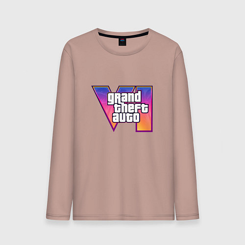Мужской лонгслив GTA VI logo / Пыльно-розовый – фото 1