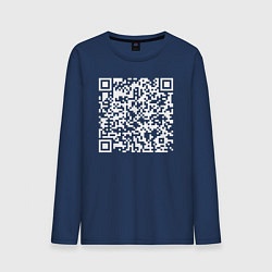 Лонгслив хлопковый мужской Qr код на песню Never Gonna Give You Up, цвет: тёмно-синий
