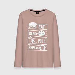 Лонгслив хлопковый мужской Еда сон пилон, цвет: пыльно-розовый