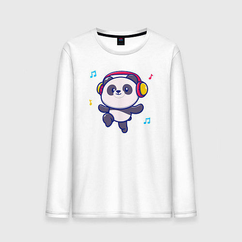 Мужской лонгслив Music panda / Белый – фото 1