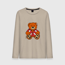 Лонгслив хлопковый мужской Медведь Марат в спортивном костюме, цвет: миндальный