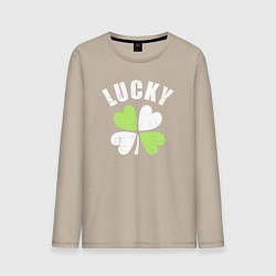 Лонгслив хлопковый мужской Lucky day, цвет: миндальный