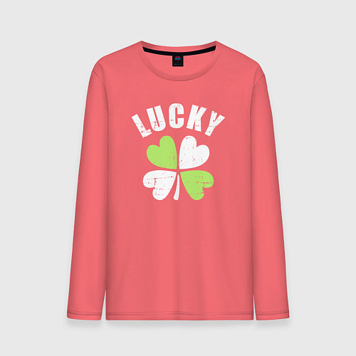 Мужской лонгслив Lucky day / Коралловый – фото 1