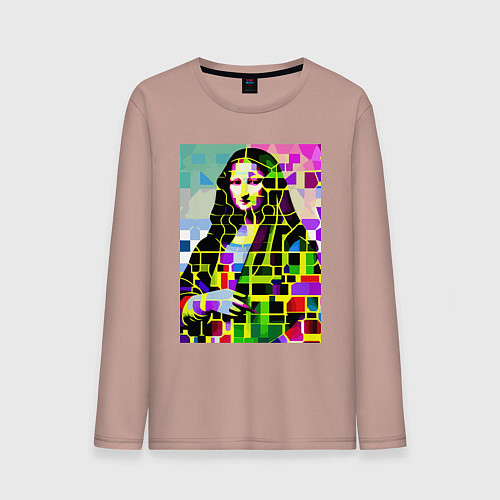 Мужской лонгслив Mona Lisa - mosaic pop art / Пыльно-розовый – фото 1