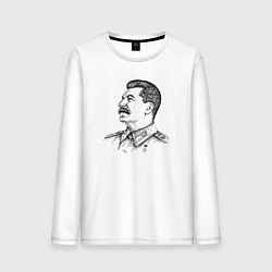Лонгслив хлопковый мужской Профиль Сталина, цвет: белый
