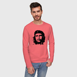 Лонгслив хлопковый мужской Портрет Че Гевары, цвет: коралловый — фото 2
