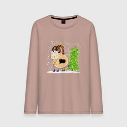 Мужской лонгслив Веселая корова Marry Christmas