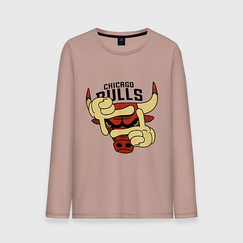 Мужской лонгслив Bulls logo with hands / Пыльно-розовый – фото 1