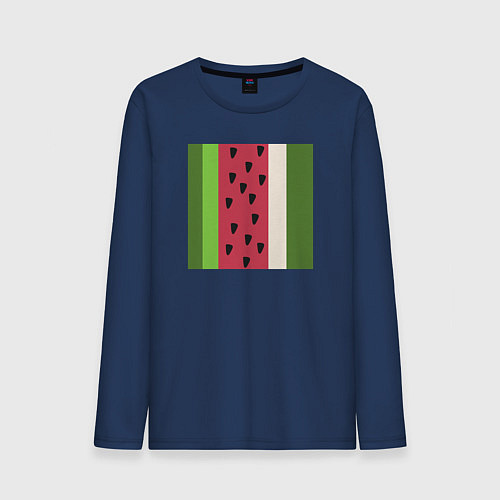 Мужской лонгслив Арбузные полосы / Тёмно-синий – фото 1