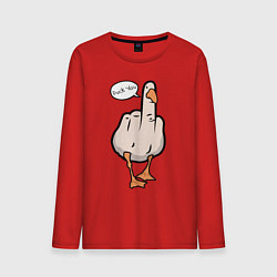 Лонгслив хлопковый мужской Duck you - фак ю, цвет: красный