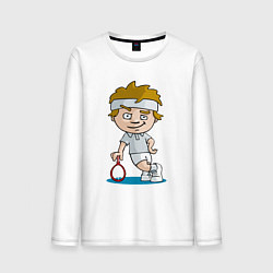 Лонгслив хлопковый мужской Теннисист, цвет: белый