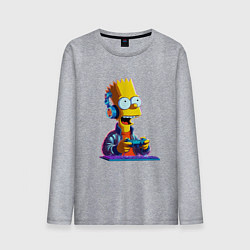 Лонгслив хлопковый мужской Bart is an avid gamer, цвет: меланж