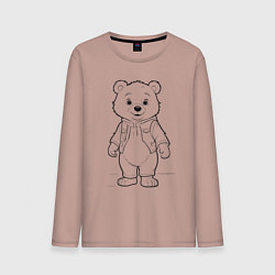 Лонгслив хлопковый мужской Медвежонок стоит, цвет: пыльно-розовый