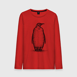 Лонгслив хлопковый мужской Пингвин стоит, цвет: красный