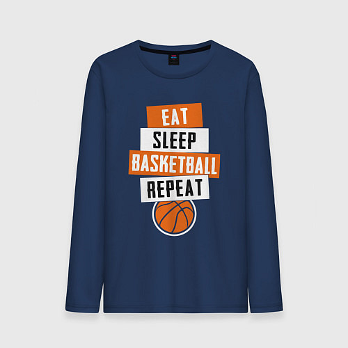 Мужской лонгслив Eat sleep basketball / Тёмно-синий – фото 1