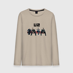 Лонгслив хлопковый мужской U2 - A band, цвет: миндальный