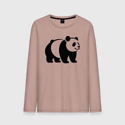 Лонгслив хлопковый мужской Стоящая на четырёх лапах чёрная панда, цвет: пыльно-розовый